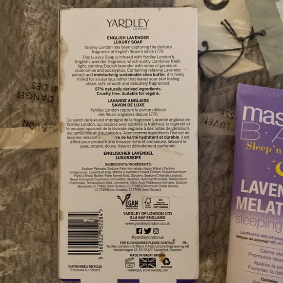 Indigo Grey Throw Blanket, luxury lavender body soap, Lavender sleep mask - Picture 8 of 12